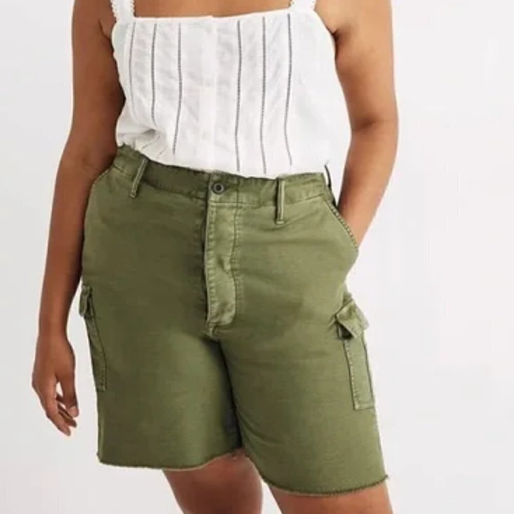 Madewell Cutoff 6” Cargo Shorts Button Fly Cutoffs Green Size 29 NWT